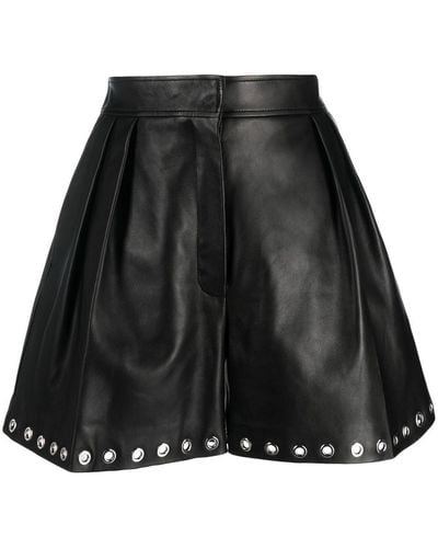Alexander McQueen Eyelet-embellished Leather Shorts - Black