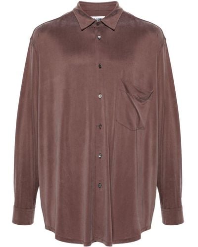 Magliano Braided-strap Detailed Silk Shirt - Brown