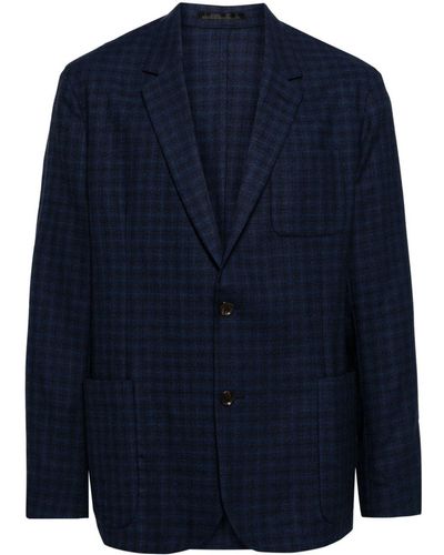 Paul Smith Ombre-check Wool-blend Blazer - Blue