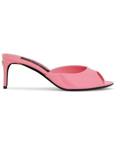 Dolce & Gabbana 70mm Dg Logo Leather Mules - Pink