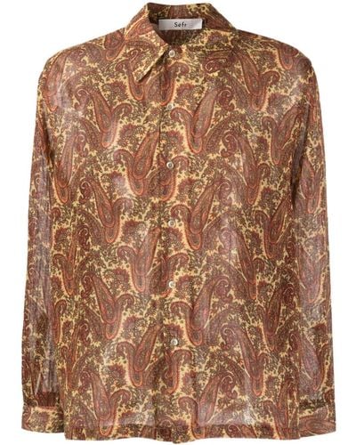 Séfr Overhemd Met Paisley-print - Bruin