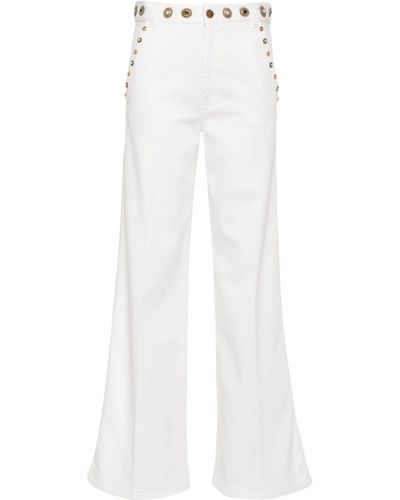 PT Torino Appliqué-detail Wide-leg Jeans - White