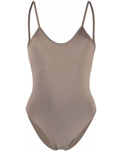 Ami Paris Ami De Coeur Scoop Back Swimsuit - Brown