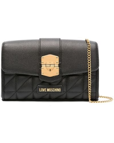 Love Moschino Logo-lettering Quilted Crossbody Bag - Black