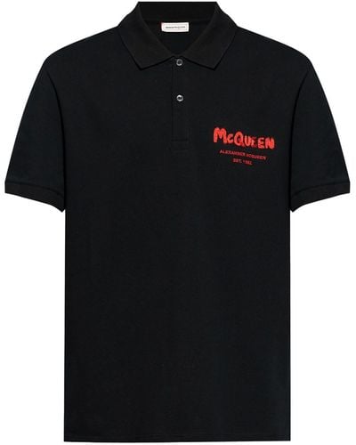 Alexander McQueen Poloshirt mit Logo-Print - Schwarz