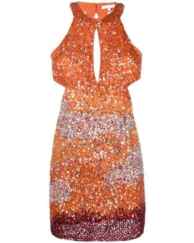 Patrizia Pepe Sequin-embellished Tulle Mini Dress - Orange