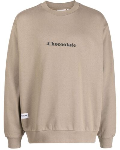 Chocoolate Logo-print Cotton Sweatshirt - Natural