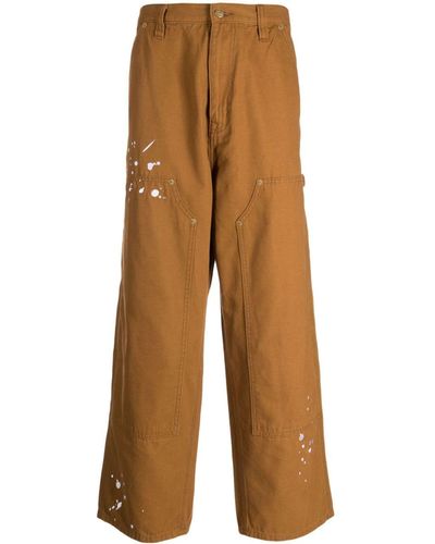Izzue Paint-splatter Straight Trousers - Brown