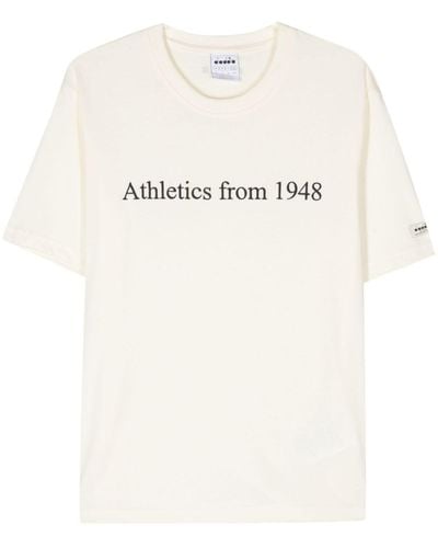 Diadora Embroidered-slogan Cotton T-shirt - Natural