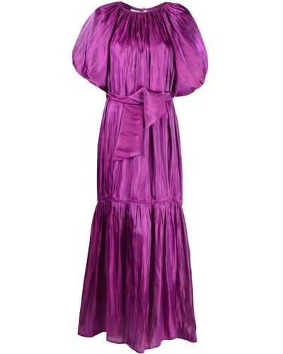 Baruni Bela Puff-sleeve Maxi Dress - Purple