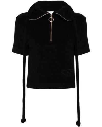 Patou Half-zip Terrycloth Polo Shirt - Black