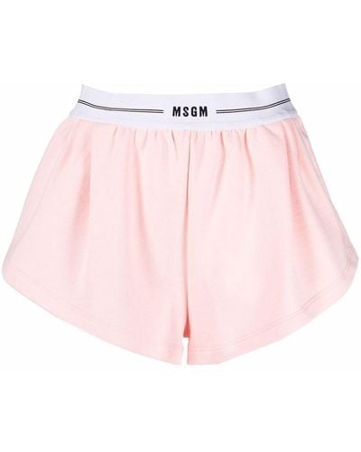 MSGM Shorts con banda logo - Rosa