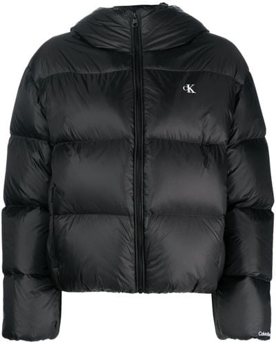 Calvin Klein Logo-print Down Puffer Jacket - Black