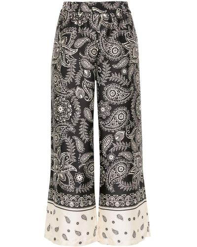 Liu Jo Paisley-print Cropped Trousers - Grey