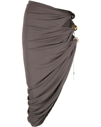 Jacquemus La Perola Cut-out Asymmetrical Skirt - Brown