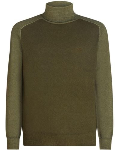 Etro Pegaso-embroidered Roll-neck Jumper - Green