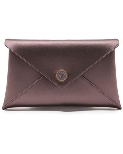 Altuzarra Medallion Envelope Satin Clutch Bag - Purple