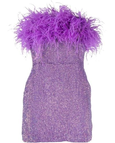 retroféte Torin Feather-trim Sequin Minidress - Purple