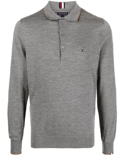 Tommy Hilfiger Long-sleeved Polo Shirt - Gray