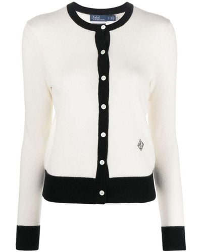 Polo Ralph Lauren Cardigan in cashmere con logo - Bianco