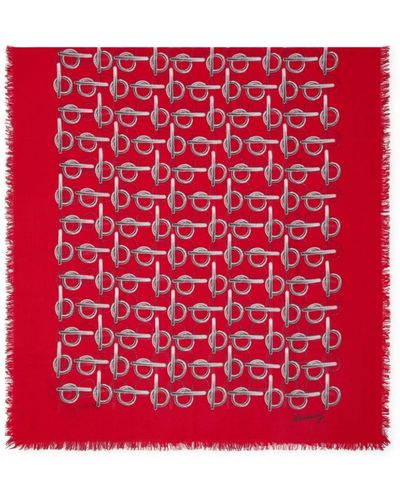 Burberry B-print Wool Scarf - Red