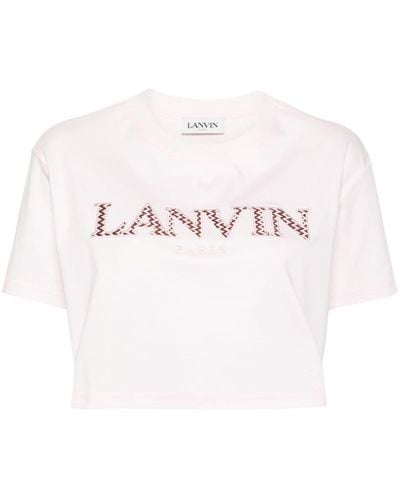 Lanvin T-shirt en coton à logo brodé - Rose