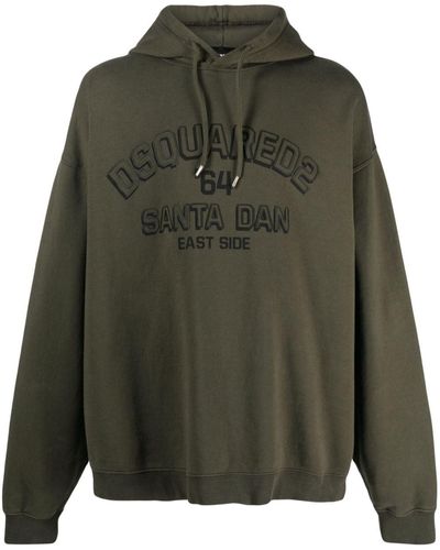 DSquared² Logo-embossed Cotton Hoodie - Green
