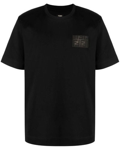 Fendi Katoenen T-shirt Met Ff Patch - Zwart