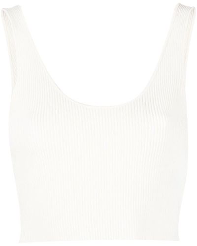 Chloé Ribbed-knit Cropped Top - White