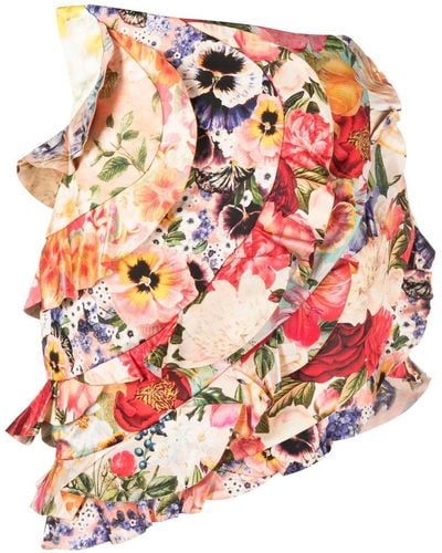 Zimmermann Spliced Floral-print Skirt - Pink