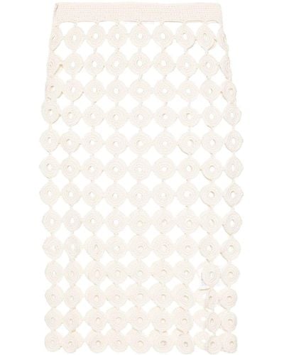 Wales Bonner Stanza crochet-knit midi skirt - Bianco