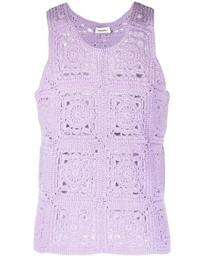 Nanushka Crochet-knit Top - Purple