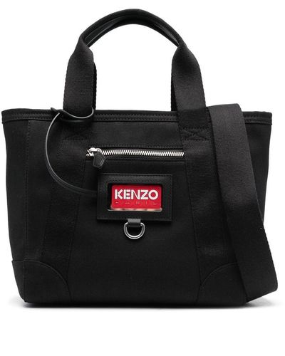 KENZO Shopper mit Logo-Schild - Schwarz