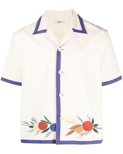 Bode Fruit Bunch Linen-cotton Shirt - White
