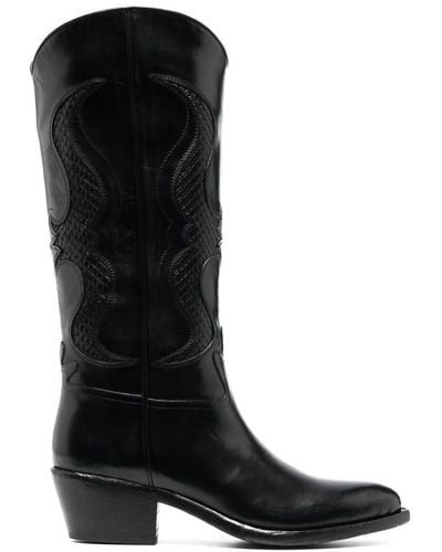 Sartore 45mm Western-style Leather Boots - Black