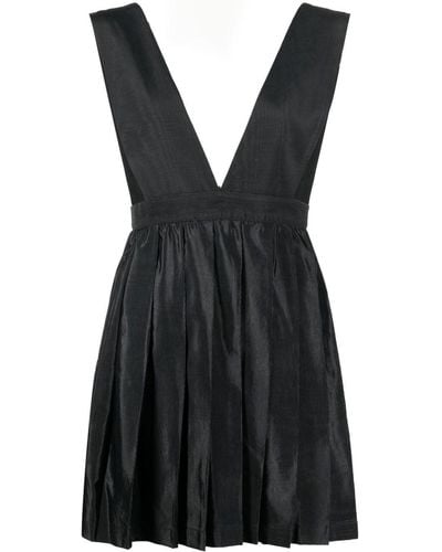 BATSHEVA Box-pleat Mini Apron Dress - Black