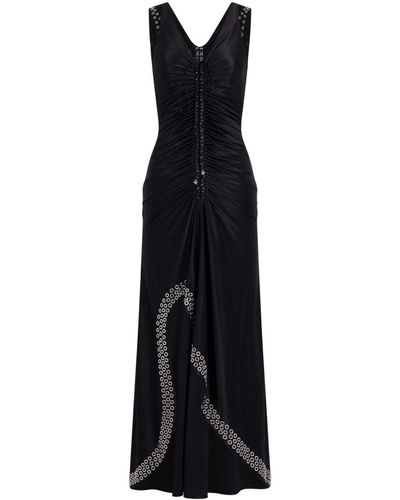 Rabanne Eyelet-detail Ruched Maxi Dress - Black