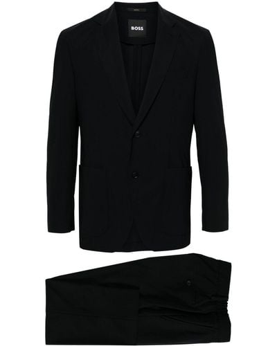 BOSS Notched-lapels Single-breasted Suit - Black