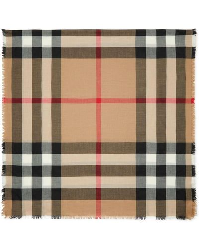 Burberry Checked Cashmere-silk Scarf - Natural