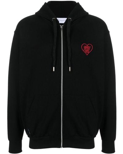 FAMILY FIRST Embroidered-logo Zip-up Hoodie - Black