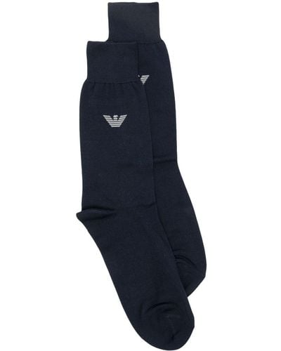 Emporio Armani Intarsien-Socken mit Logo - Blau