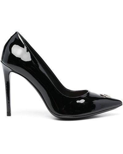 Philipp Plein Patent 100mm Leather Court Shoes - Black