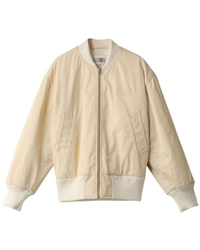 MM6 by Maison Martin Margiela Numbers-motif Bomber Jacket - Natural