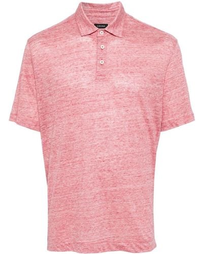Zegna Short-sleeve Linen Polo Shirt - Roze