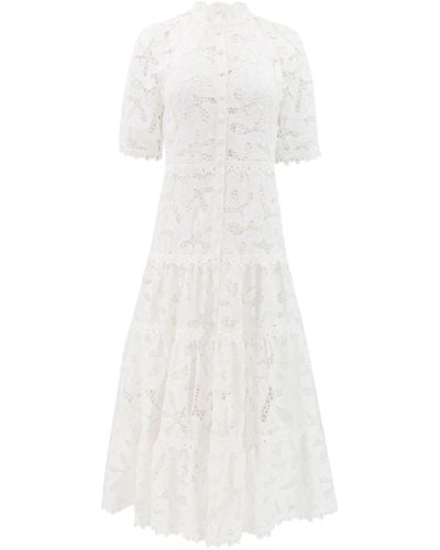 Alexis Ledina Embroidered Cotton Shirt Dress - White