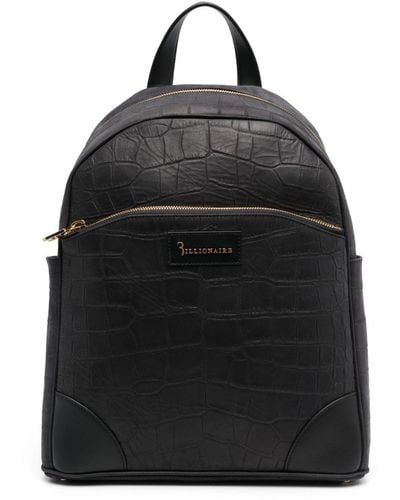 Billionaire Crocodile-embossed Leather Backpack - Black
