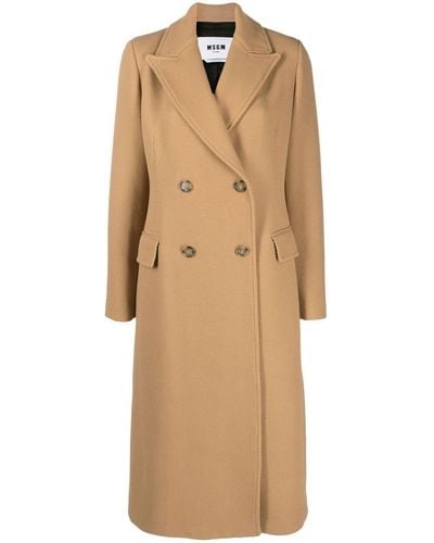 MSGM Double-breasted Virgin Wool-blend Coat - Natural