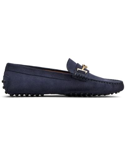 Tod's Gommino Embellished Suede Loafers - Blue