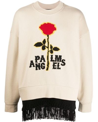 Palm Angels Sweatshirt mit Fransen - Natur
