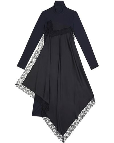 MM6 by Maison Martin Margiela Spliced Lace-trim Midi Dress - Blue